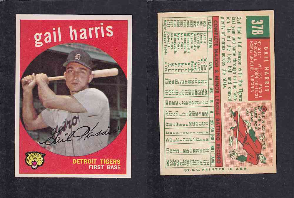 1959 TOPPS BASEBALL CARD #378   G. HARRIS photo