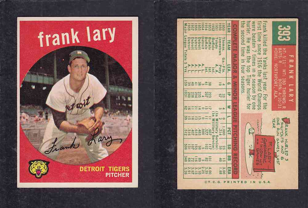 1959 TOPPS BASEBALL CARD #393   F. LARY photo