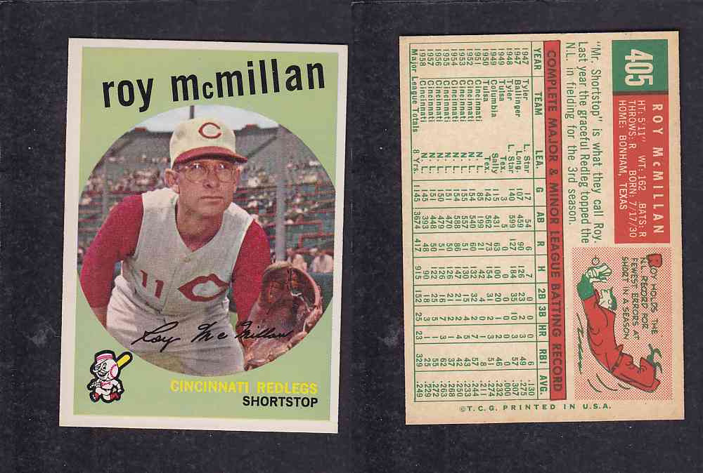 1959 TOPPS BASEBALL CARD #405   R. McMILLAN photo