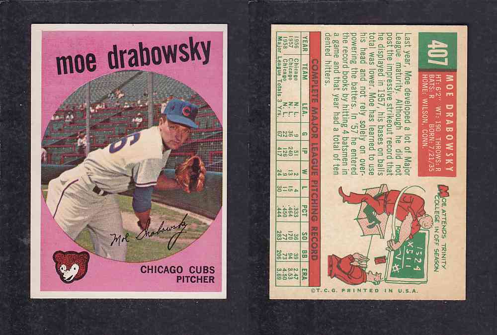 1959 TOPPS BASEBALL CARD #407   M. DRABOWSKY photo