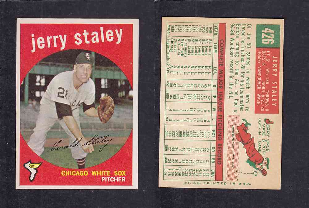 1959 TOPPS BASEBALL CARD #426  J. STALEY photo