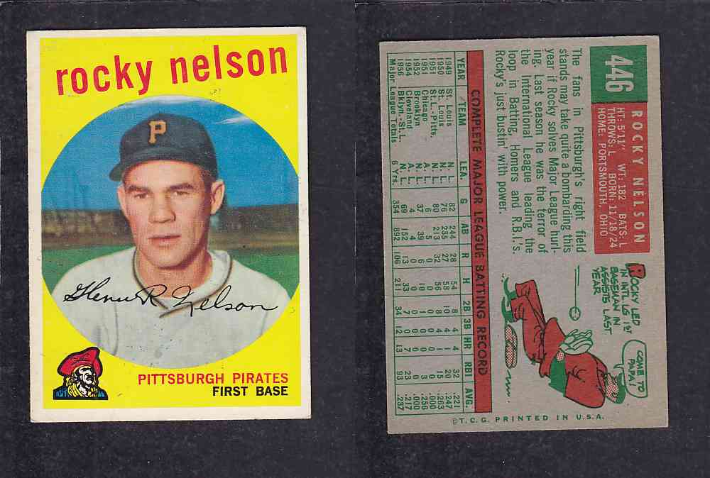 1959 TOPPS BASEBALL CARD #446   R. NELSON photo