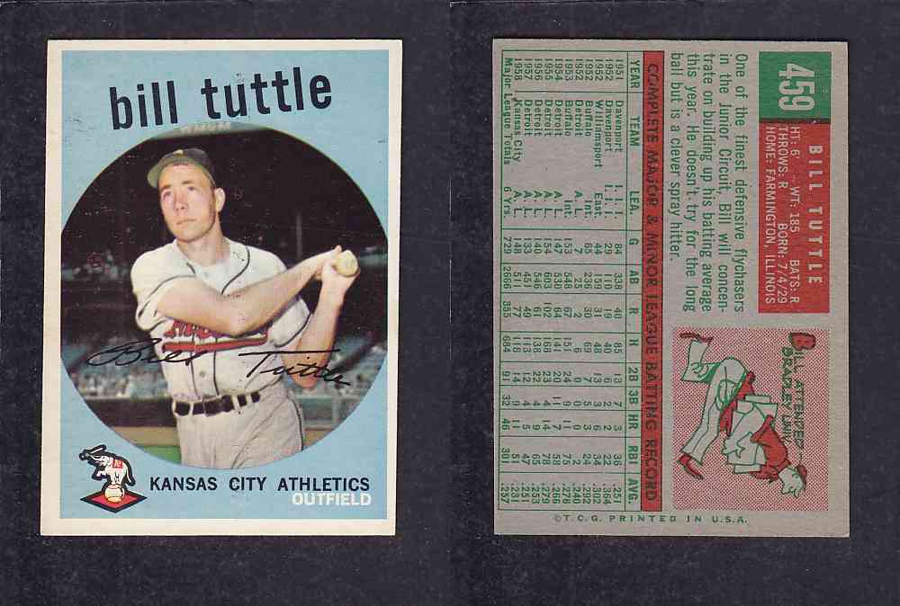 1959 TOPPS BASEBALL CARD #459   B. TUTTLE photo