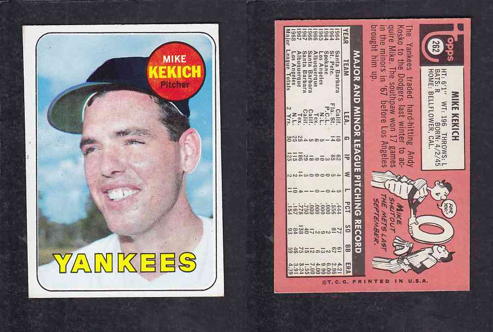 1969 TOPPS BASEBALL CARD #262 M. KEKICH photo