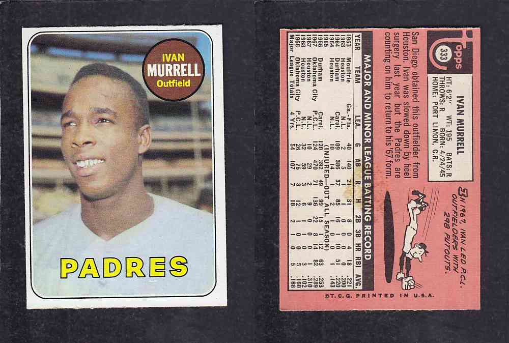 1969 TOPPS BASEBALL CARD #333 M. MURRELL photo