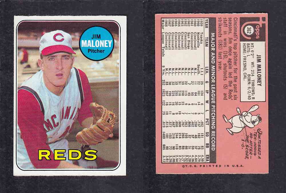 1969 TOPPS BASEBALL CARD #362 M. MALONEY photo