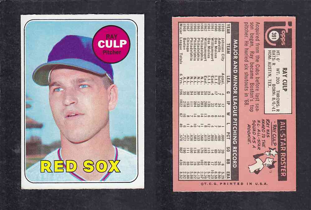 1969 TOPPS BASEBALL CARD #391 M. CULP photo