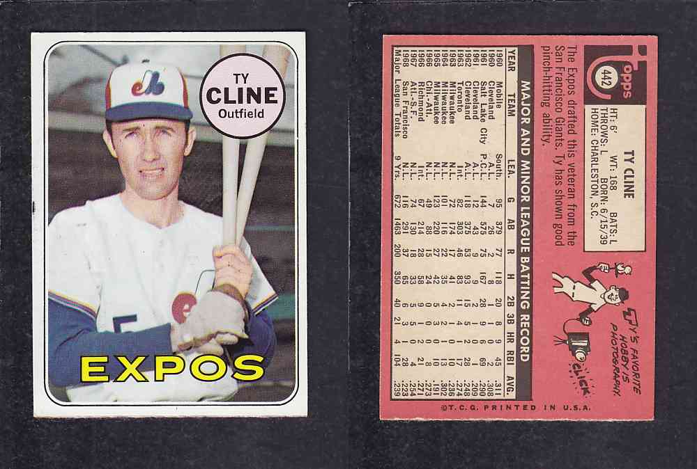 1969 TOPPS BASEBALL CARD #442 M. CLINE photo