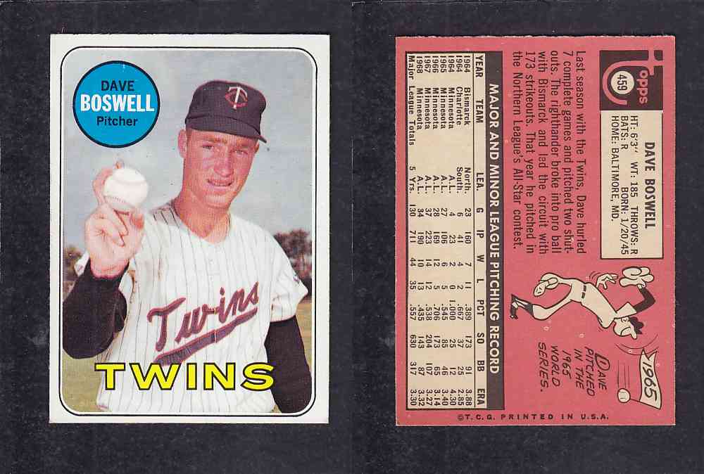 1969 TOPPS BASEBALL CARD #459 M. BOSWELL photo