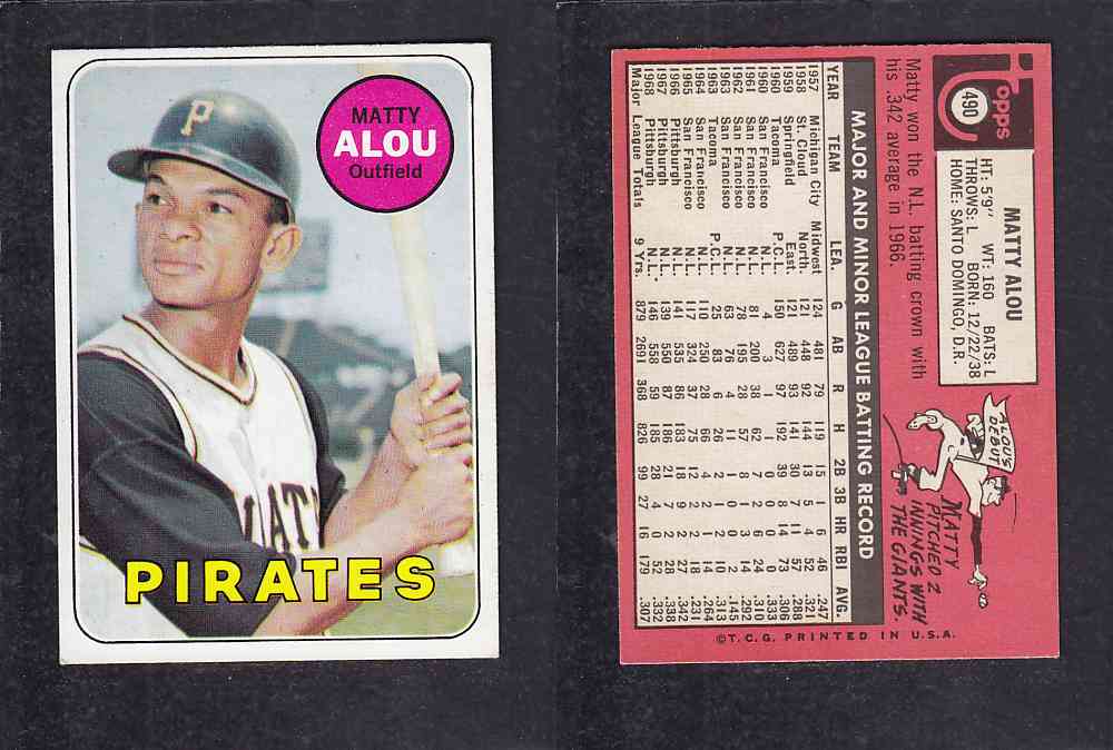 1969 TOPPS BASEBALL CARD #490 M. ALOU photo