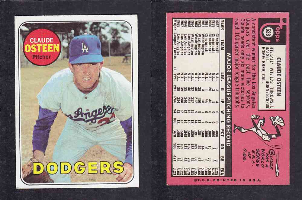 1969 TOPPS BASEBALL CARD #528 M. OSTEEN photo