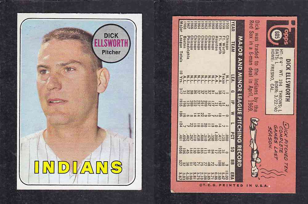 1969 TOPPS BASEBALL CARD #605 M. ELLSWORTH photo