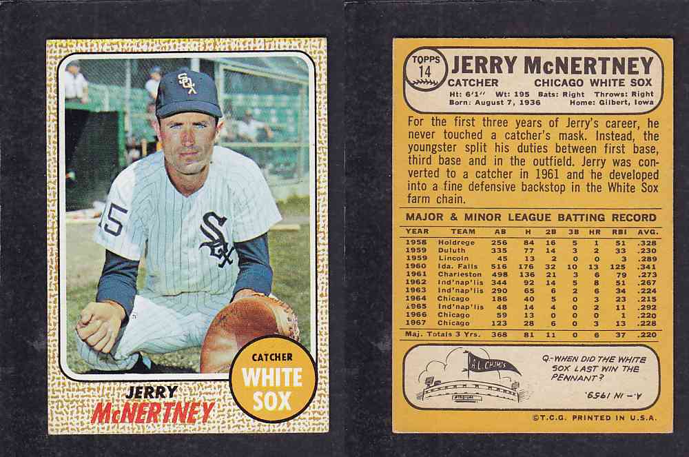 1968 TOPPS BASEBALL CARD  #14   J. McNERTNEY photo