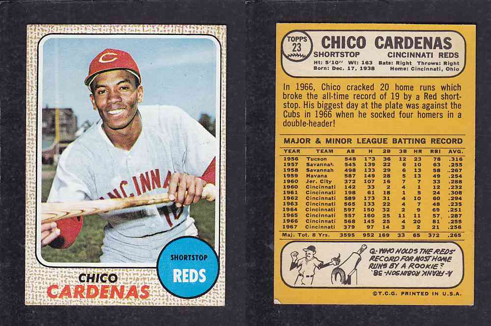 1968 TOPPS BASEBALL CARD  #23  C. CARDENAS photo