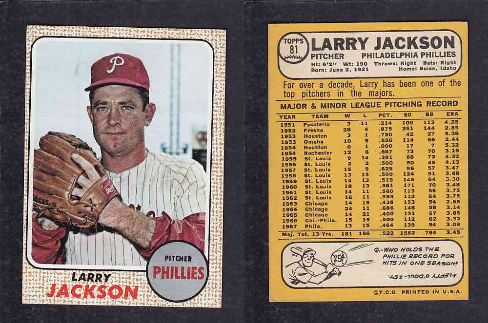 1968 TOPPS BASEBALL CARD  #81  L. JACKSON photo