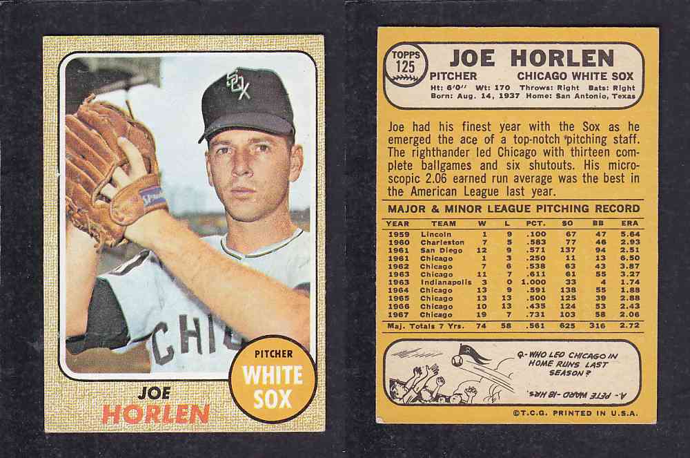 1968 TOPPS BASEBALL CARD  #125  J. HORLEN photo