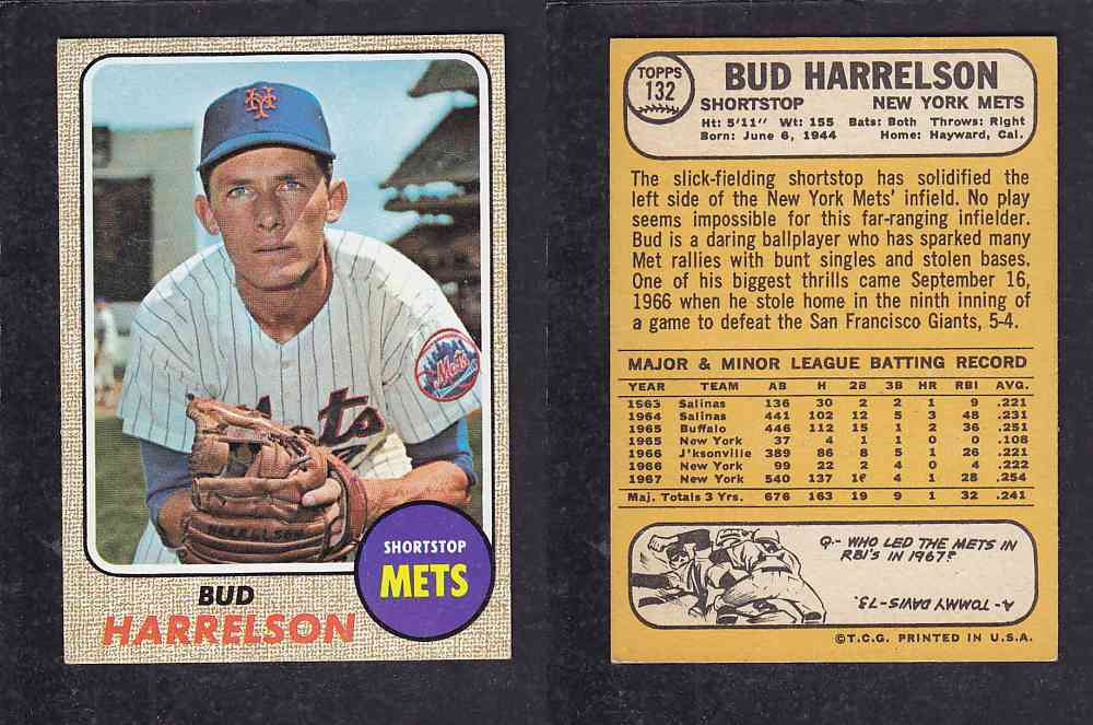 1968 TOPPS BASEBALL CARD  #132  B. HARRELSON photo