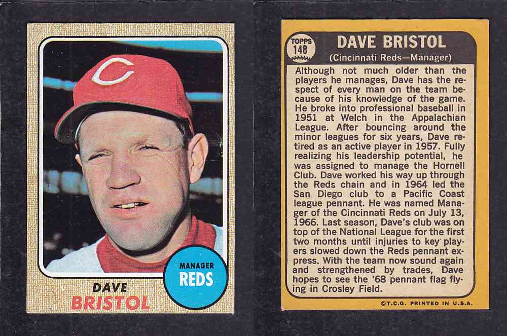 1968 TOPPS BASEBALL CARD  #148  D. BRISTOL photo