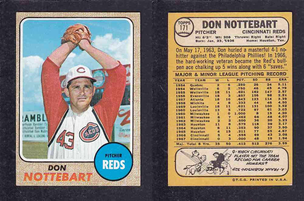 1968 TOPPS BASEBALL CARD  #171  D. NOTTEBART photo