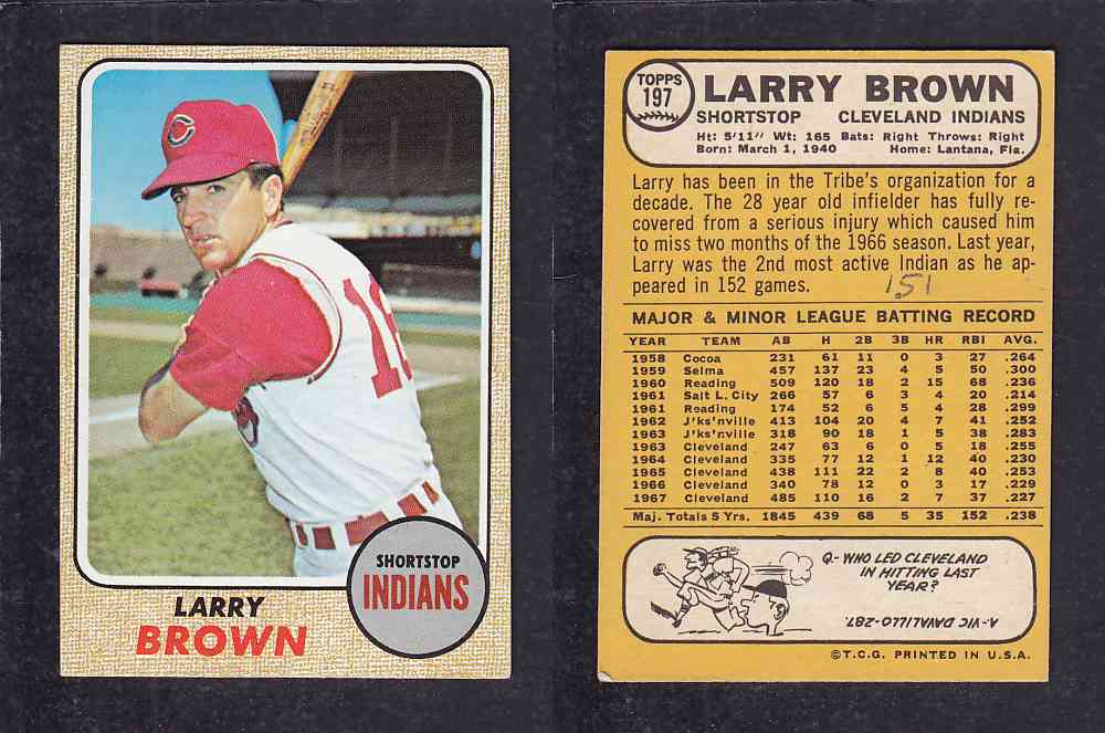 1968 TOPPS BASEBALL CARD  #197  L. BROWN photo