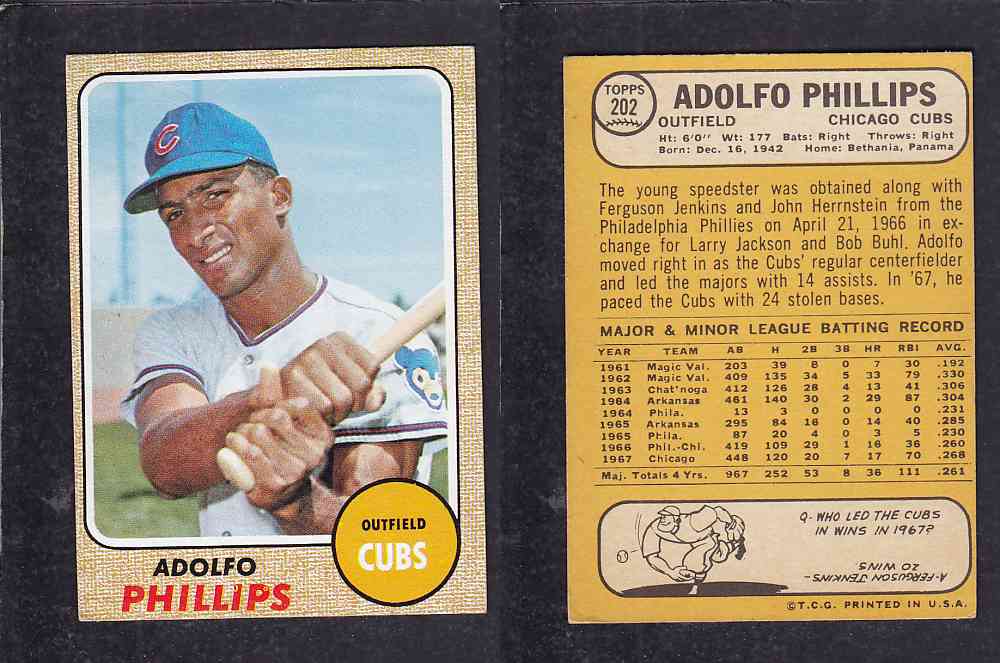 1968 TOPPS BASEBALL CARD  #202  A. PHILLIPS photo