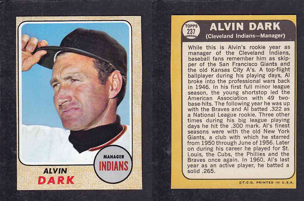 1968 TOPPS BASEBALL CARD  #237  A. DARK photo