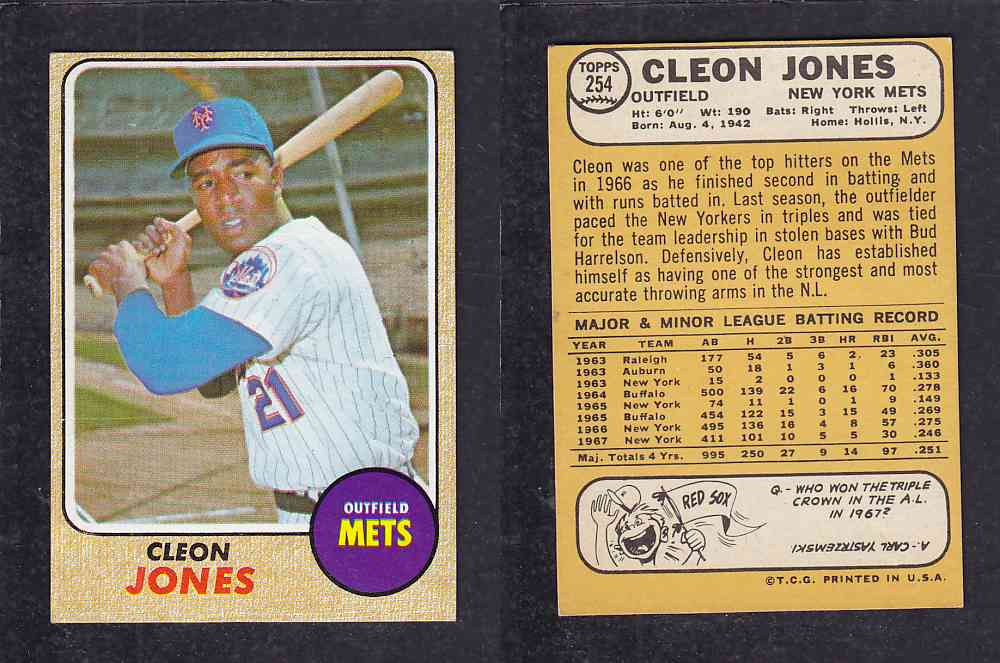 1968 TOPPS BASEBALL CARD  #254  C. JONES photo