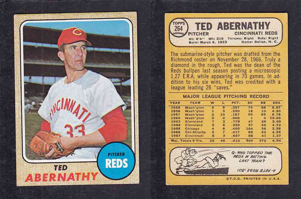 1968 TOPPS BASEBALL CARD  #264  T. ABERNATHY photo