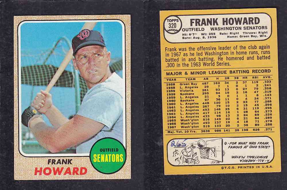 1968 TOPPS BASEBALL CARD  #320  F. HOWARD photo