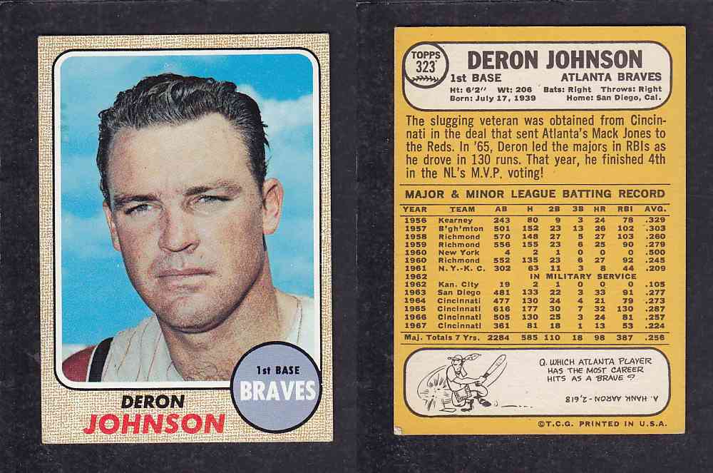 1968 TOPPS BASEBALL CARD  #323  D. JOHNSON photo