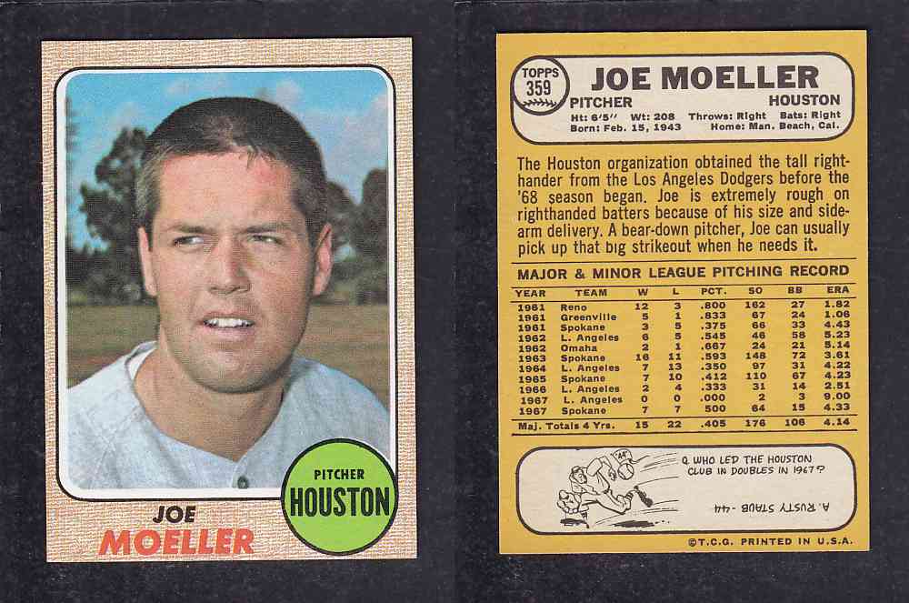 1968 TOPPS BASEBALL CARD  #359  J. MOELLER photo