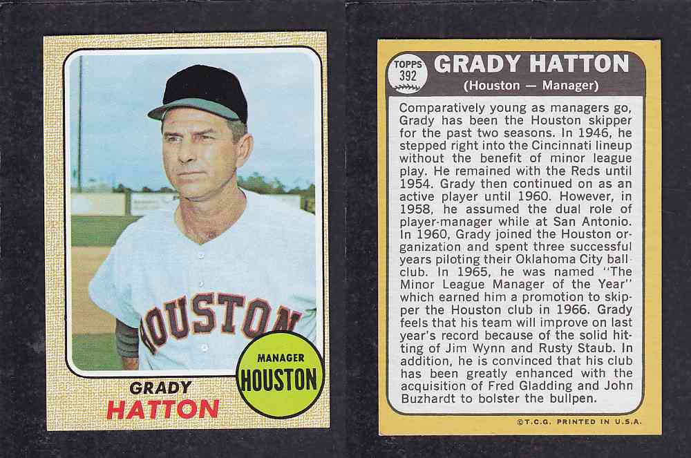 1968 TOPPS BASEBALL CARD  #392  G. HATTON photo