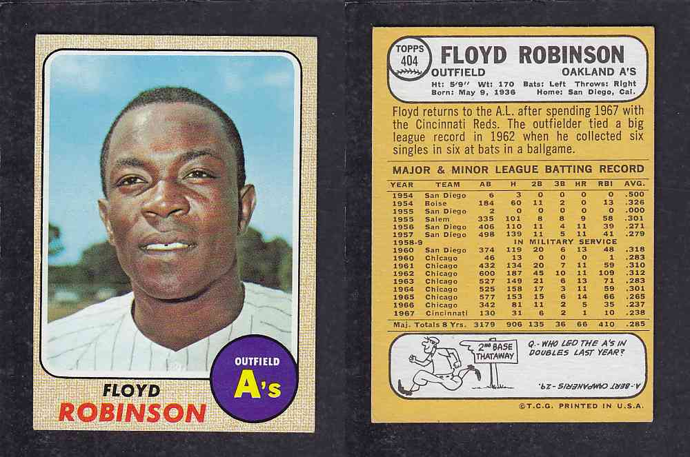 1968 TOPPS BASEBALL CARD  #404  F. ROBINSON photo