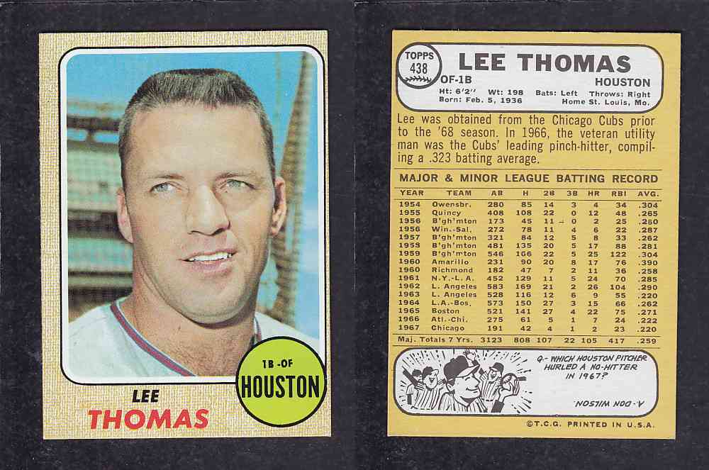 1968 TOPPS BASEBALL CARD  #438   L. THOMAS photo