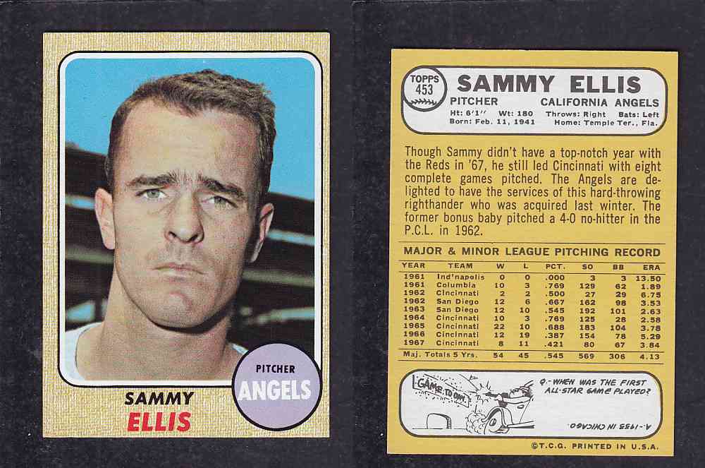 1968 TOPPS BASEBALL CARD  #453  S. ELLIS photo