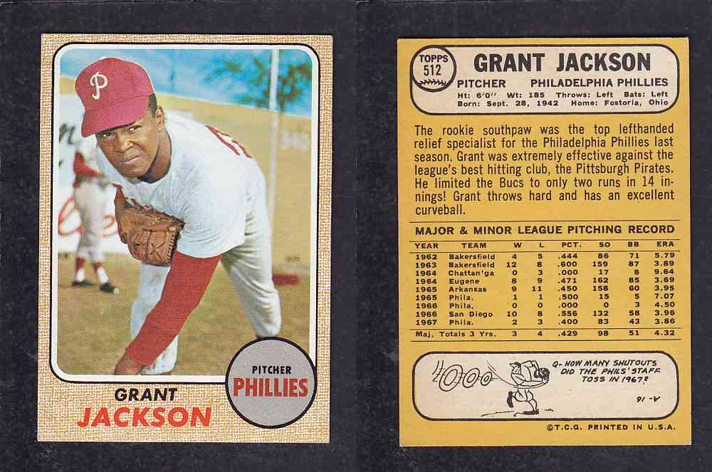 1968 TOPPS BASEBALL CARD  #512  G. JACKSON photo