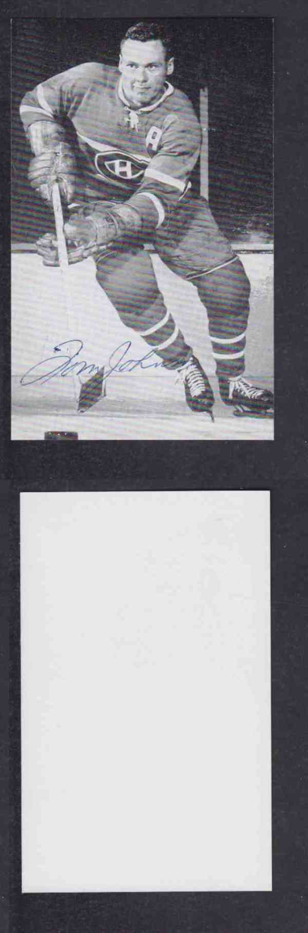 1960 'S MONTREAL CANADIENS T.JOHNSON  AUTOGRAPHED POST CARD  photo