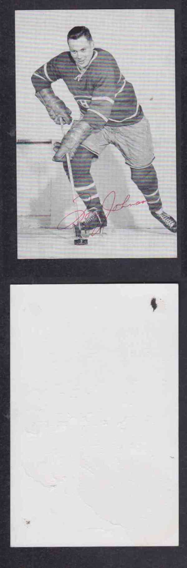 1960 'S MONTREAL CANADIENS T.JOHNSON  AUTOGRAPHED POST CARD photo