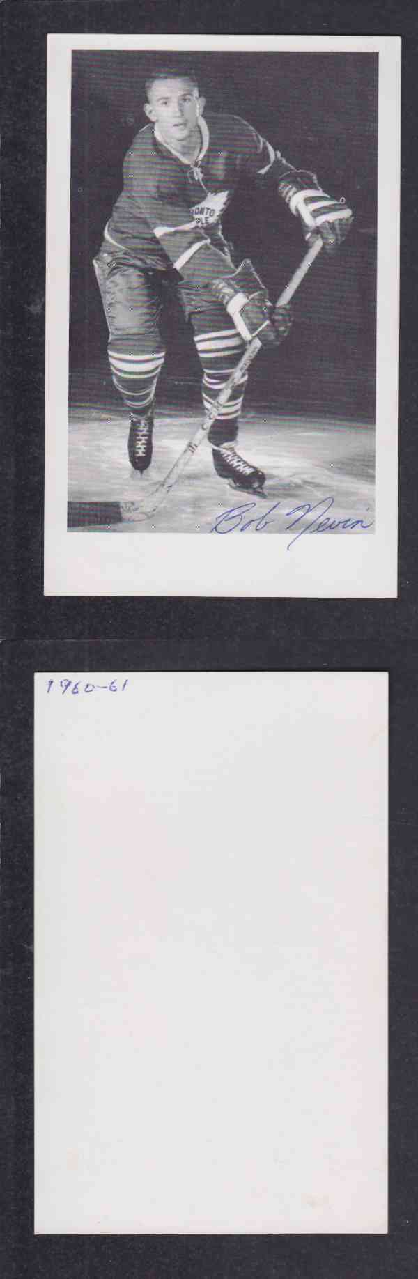 1960 'S TORONTO MAPLE LEAFS B.NEVIN  AUTOGRAPHED POST CARD photo