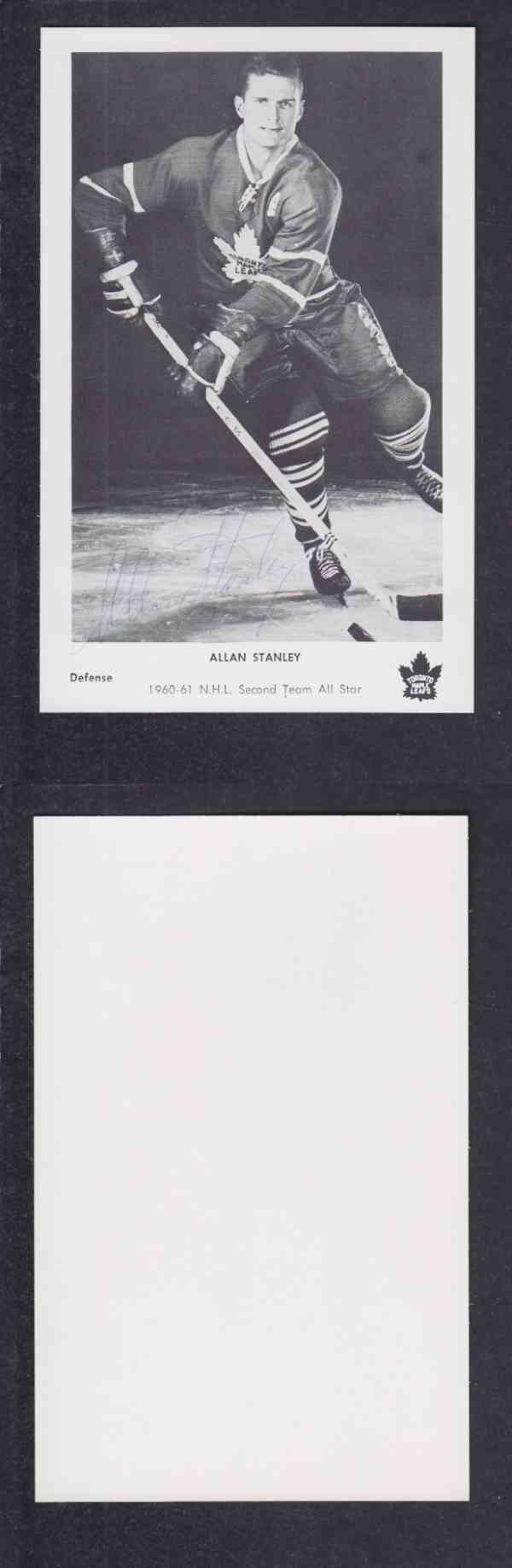 1960 'S TORONTO MAPLE LEAFS A.STANLEY  AUTOGRAPHED POST CARD photo