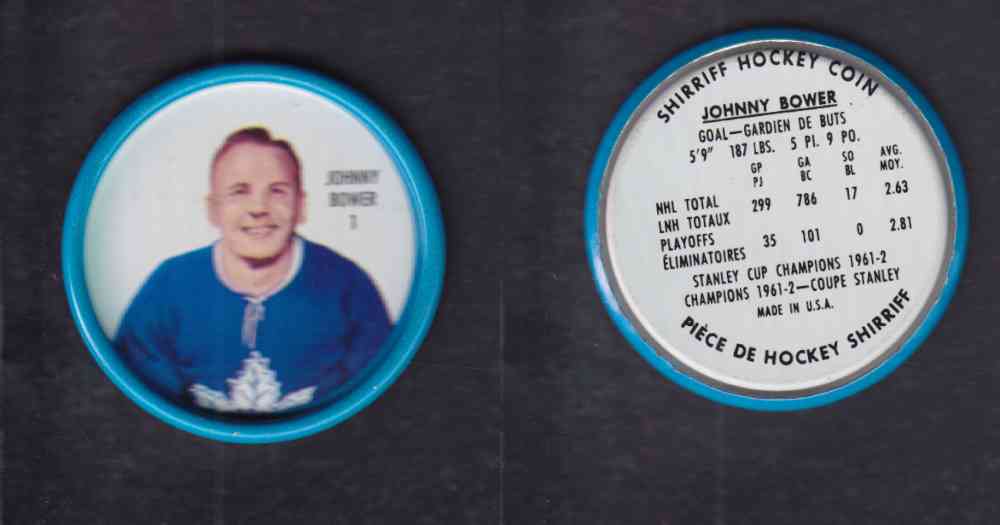 1962-63 SHIRRIFF HOCKEY COIN #1 J. BOWER photo