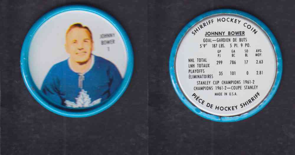 1962-63 SHIRRIFF HOCKEY COIN #1 J. BOWER photo