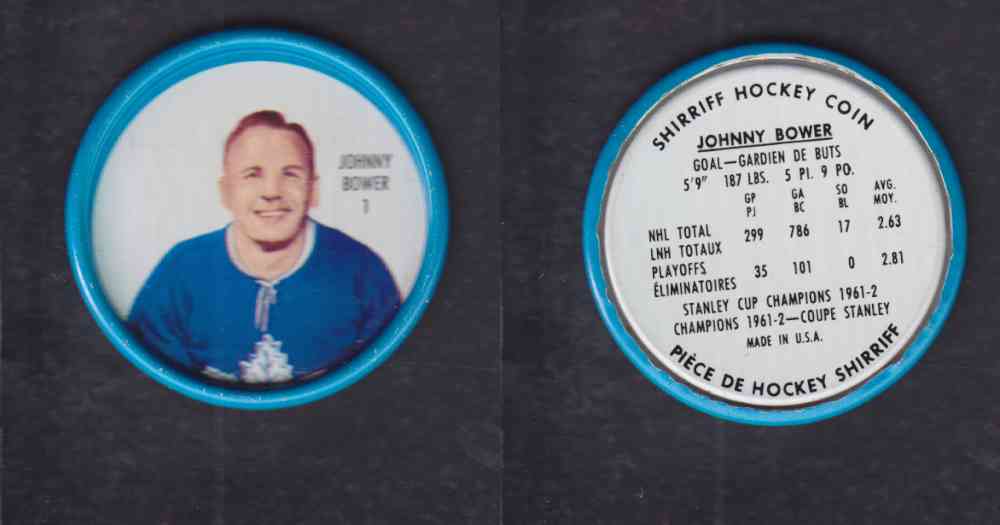 1962-63 SHIRRIFF HOCKEY COIN #1 J. BOWER photo