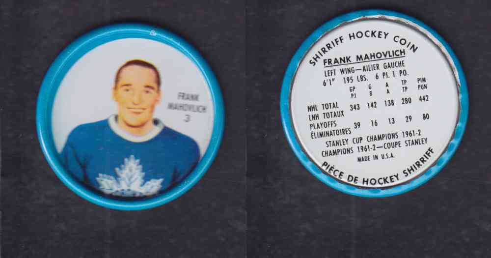 1962-63 SHIRRIFF HOCKEY COIN #3 F. MAHOVLICH photo