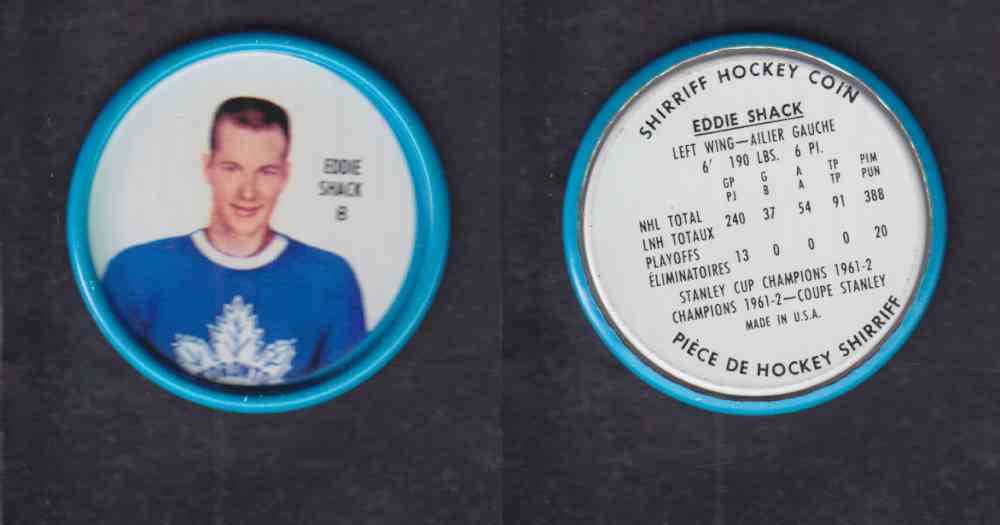 1962-63 SHIRRIFF HOCKEY COIN #8. E. SHACK photo