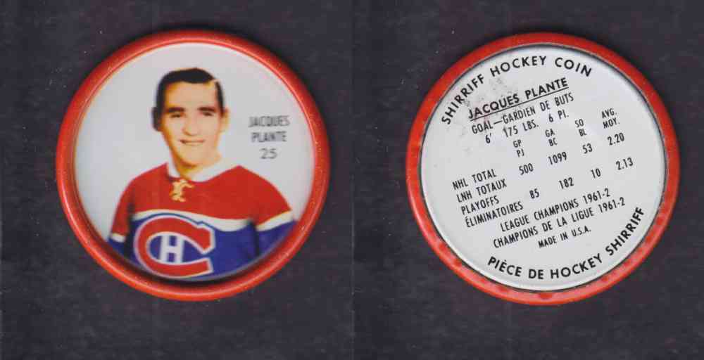 1962-63 SHIRRIFF HOCKEY COIN #25 J. PLANTE photo