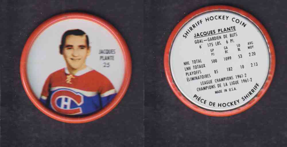 1962-63 SHIRRIFF HOCKEY COIN #25 J. PLANTE photo