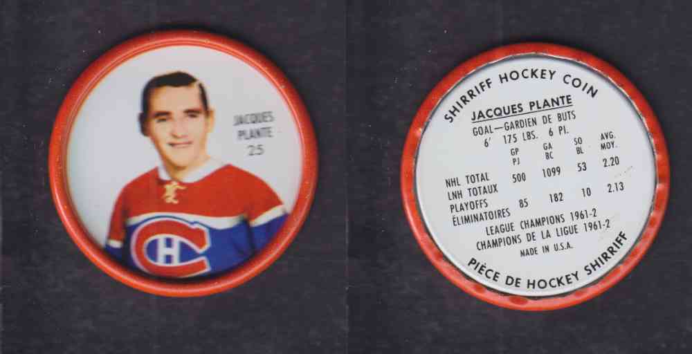 1962-63 SHIRRIFF HOCKEY COIN #25 J. PLANTE photo