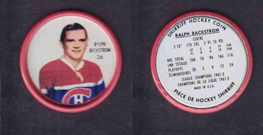 1962-63 SHIRRIFF HOCKEY COIN #26 R. BACKSTROM photo