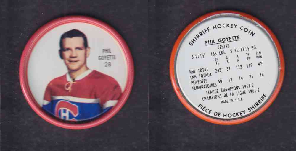 1962-63 SHIRRIFF HOCKEY COIN #28 P. GOYETTE photo